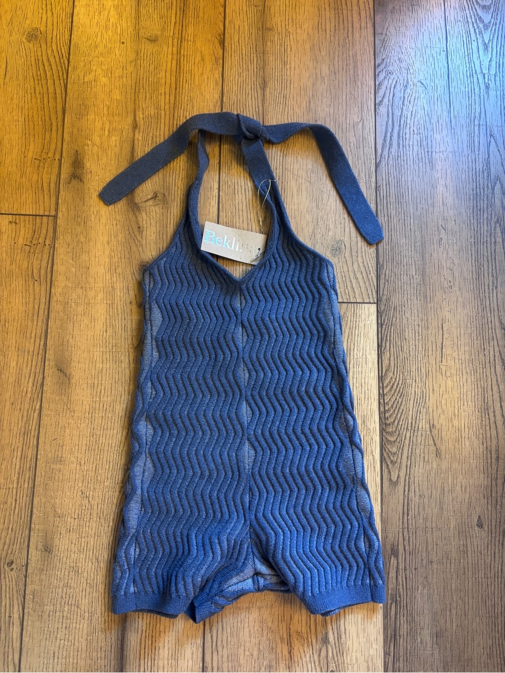 Beklina Blue Halter One-Piece Swim Romper - Picture 2 of 8